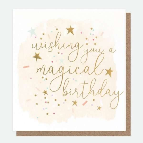 Wishing you A Magical Birthday Card from Caroline Gardner. With lots of gold foil stars and the caption. Wishing you a magical birthday