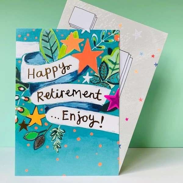 A neon bright retirement card. Happy retirement . . . enjoy