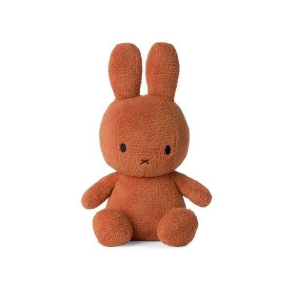A gorgeous retro orange coloured terry miffy bunny. With cute ears and paws and with black eyes and criss cross nose.