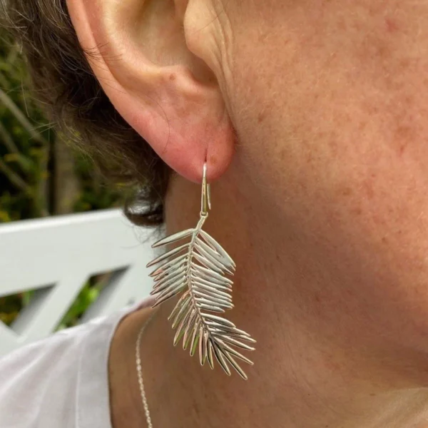 Sterling Silver Fern Leaf Earrings