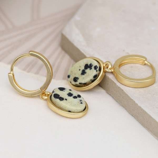 Matt Gold Dalmation Jasper Earrings