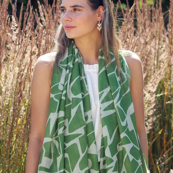 Recycled Green Retro Print Scarf
