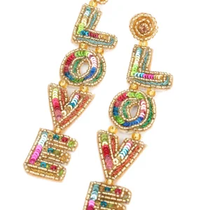 Rainbow Love Embroidered Earrings