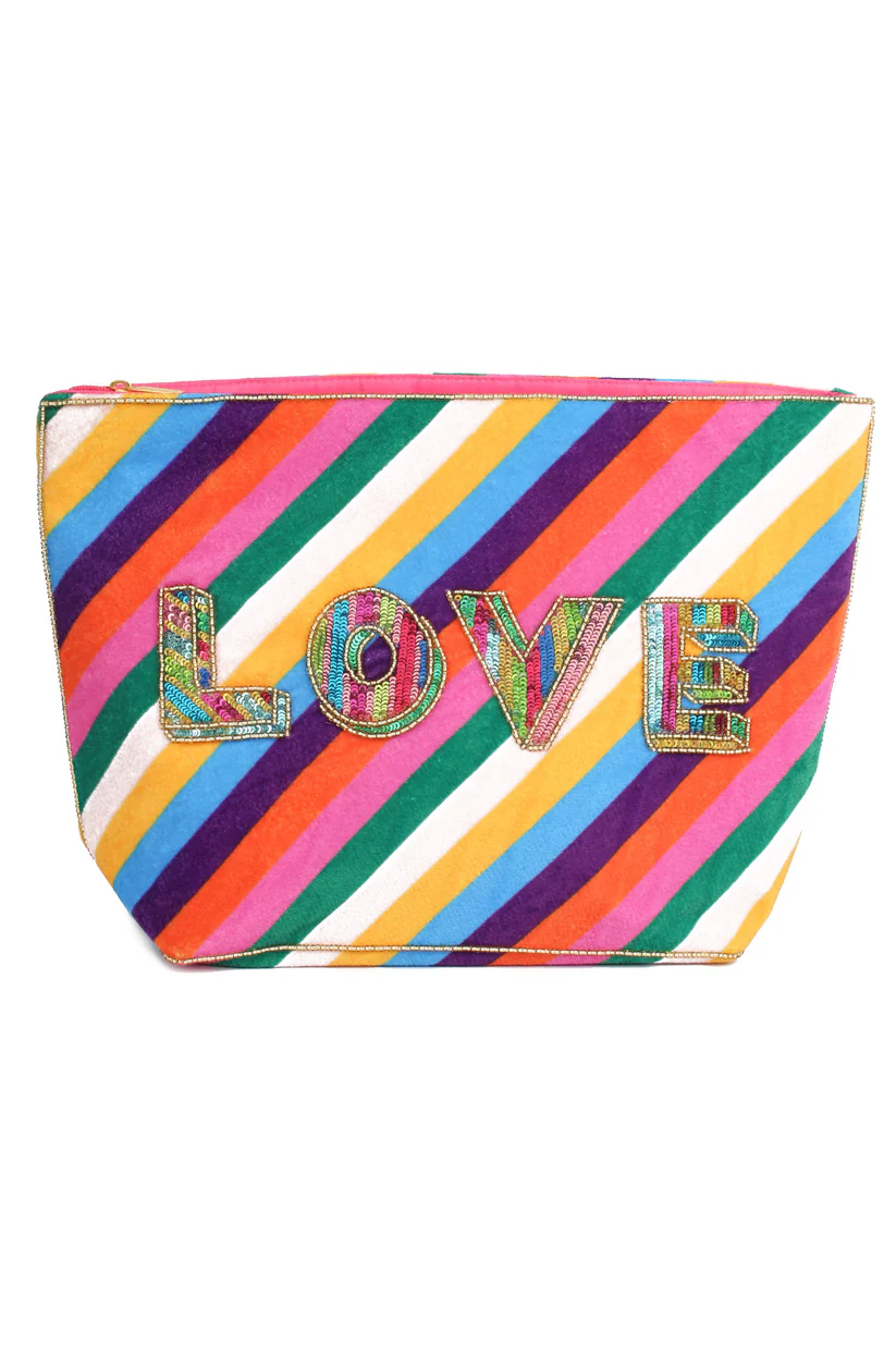 Love Rainbow Striped Large Pouch