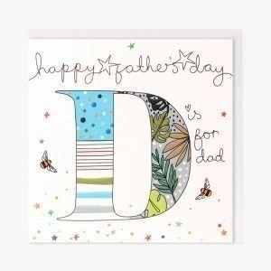 D is For Daddy Father's Day Card with a big D decorated with lovely patterns and colours