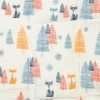 A babies cotton swaddle blanket with a colourful fox and trees design. Suitable for boys and girls