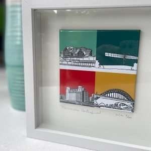 A gorgeous tile picture with four of the North East's most famous landmarks The Angel of the North, Tyne Bridge, The Sage and The Baltic.