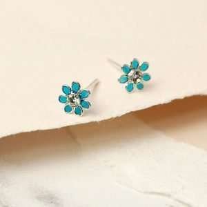 Sterling Silver Petrol Flower Earrings