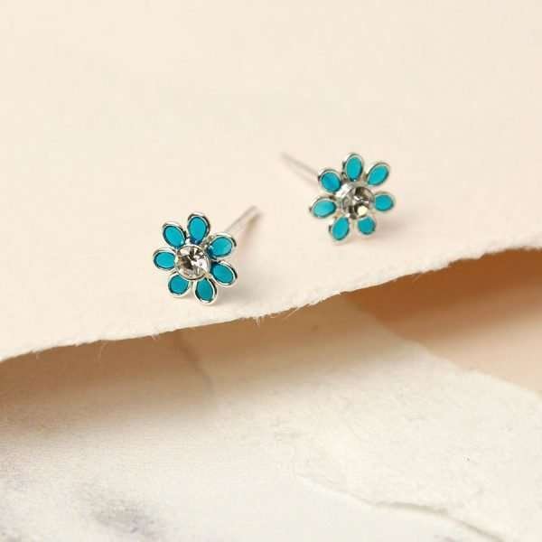 Sterling Silver Petrol Flower Earrings