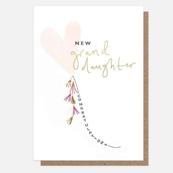 A new granddaughter baby card from Caroline Gardner with a big pink heart shaped balloon