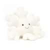 Jellycat Amuseable Snowflake. A white cuddly snowflake cuddly toy with a smiley face