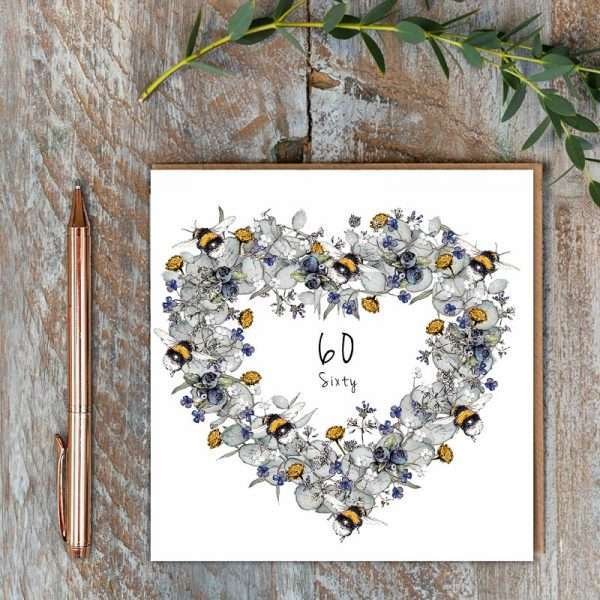 Bees and Eucalyptus 60th Birthday Card