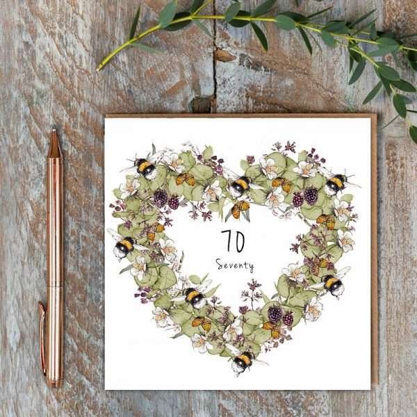 Bees and Eucalyptus 70th Birthday Card