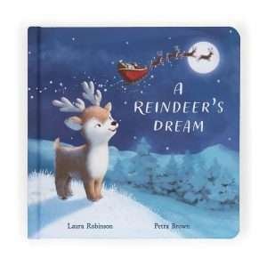 A wipe clean hard back children's book about a little reindeer's hopes to join the sleigh team