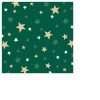 A green mini napkin with gold stars