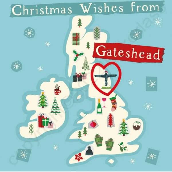Gateshead Illustrated Map Christmas Card