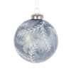 A blue grey bauble with silver leaf branch motifs