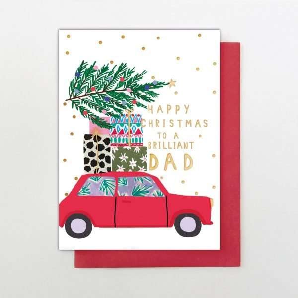 A gorgeous car and present christmas card to send to your dad at Christmas time.
