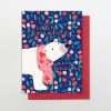 A lovely card with an image of a polar bear and colourful background design. A card to give to your daughter at Christmas time.