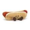A cuddly hotdog with a cute smiley face