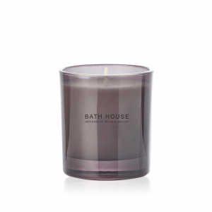 A gorgeous Patchouli and Black pepper candle in a smokey glass jar from Cumbrian based Bath House