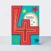 A 4th birthday card with a big red cut out 4