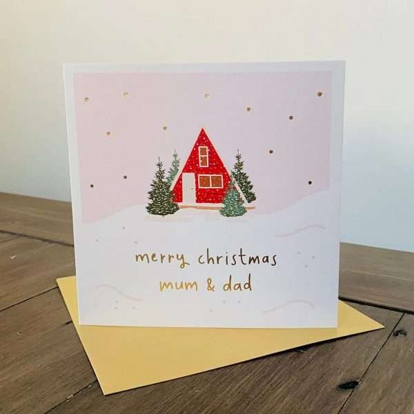 A contemporary, hand finished, Christmas card with gold foil debossing. Matched with a festive gold envelope.