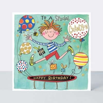 Trampoline Grandson Birthday Card from The Dotty House