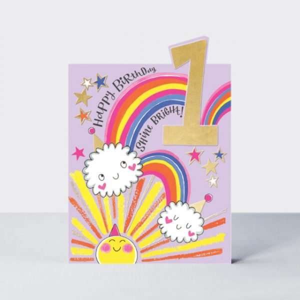 Age 1 Sunshine and Rainbows Birthday Card