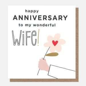 Happy Anniversary to my wonderful with card with a hand holding a heart flower
