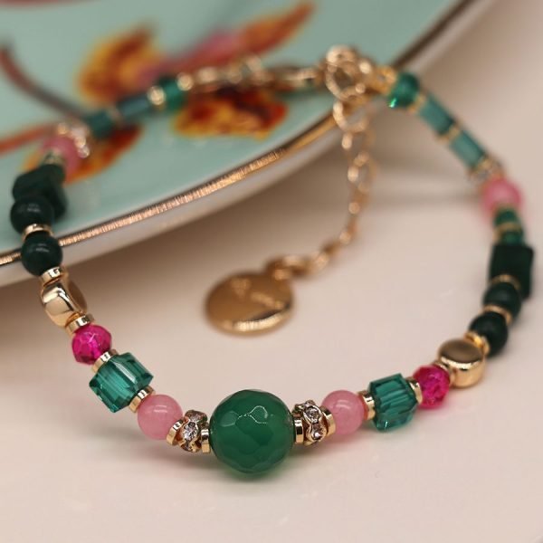Green and Pink Mix Beaded Bracelet
