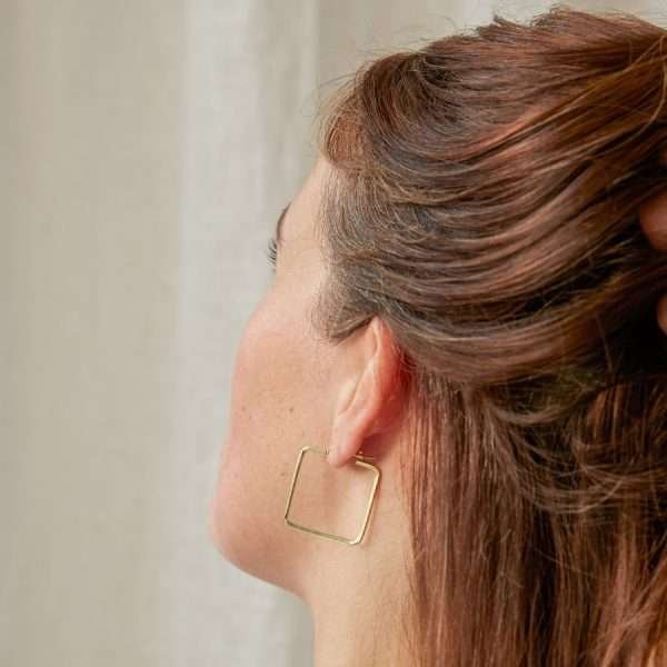 Gold Plated Large Square Hoop Earrings