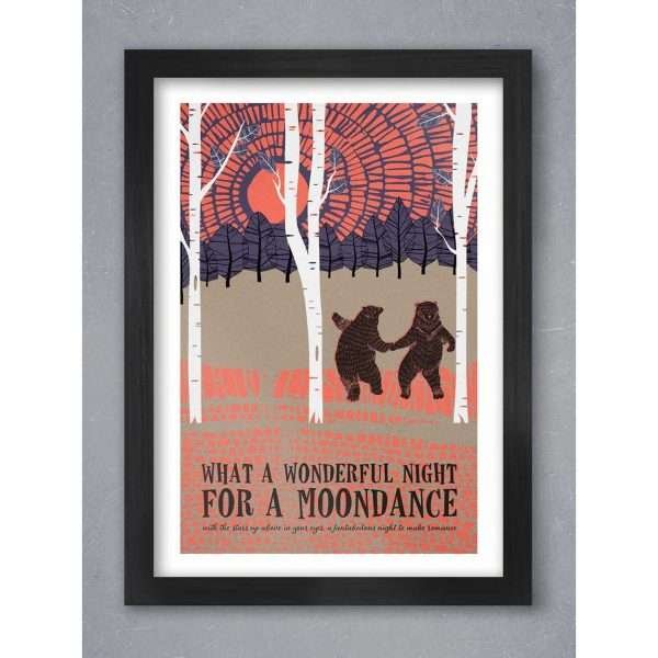 A music print based on the Moondance song lyrics by Van Morrison