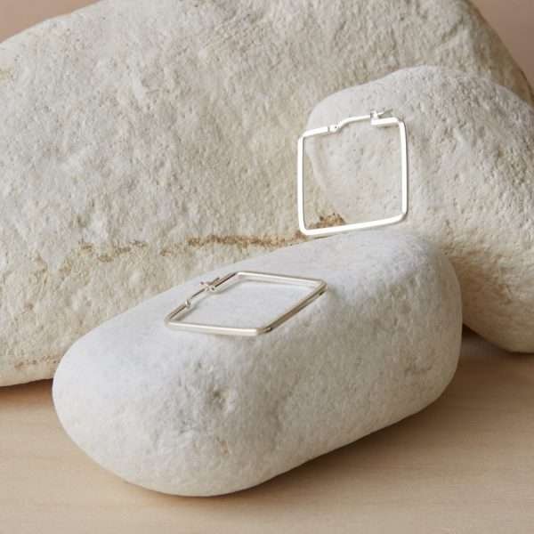 Sterling Silver Square Hoop Earrings
