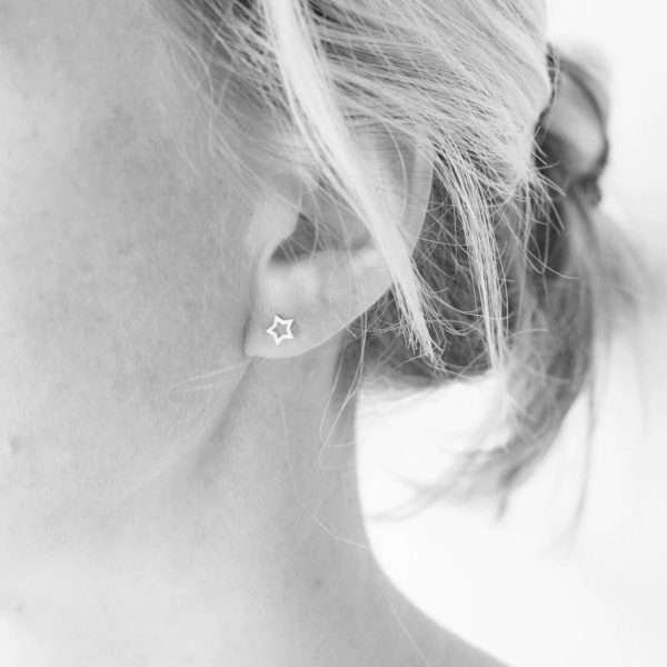 Gold Open Star Studs