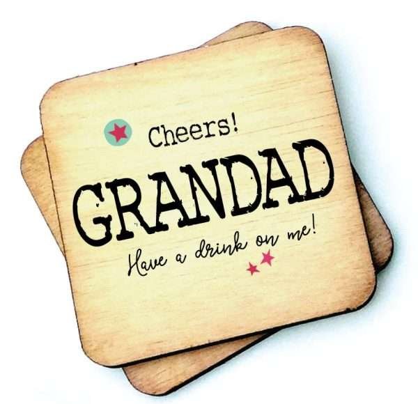 Cheers Grandad Wooden Coaster