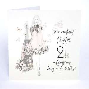 A hand painted 21st birthday card for your daughter