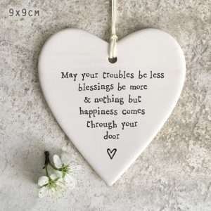Troubles Be Less Porcelain Hanging Heart