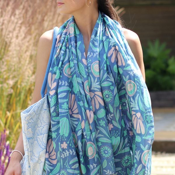 Organic Cotton Teal Mix Scarf