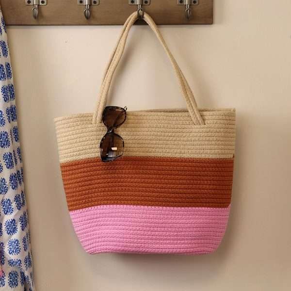 Pink Mix Rope Beach Bag