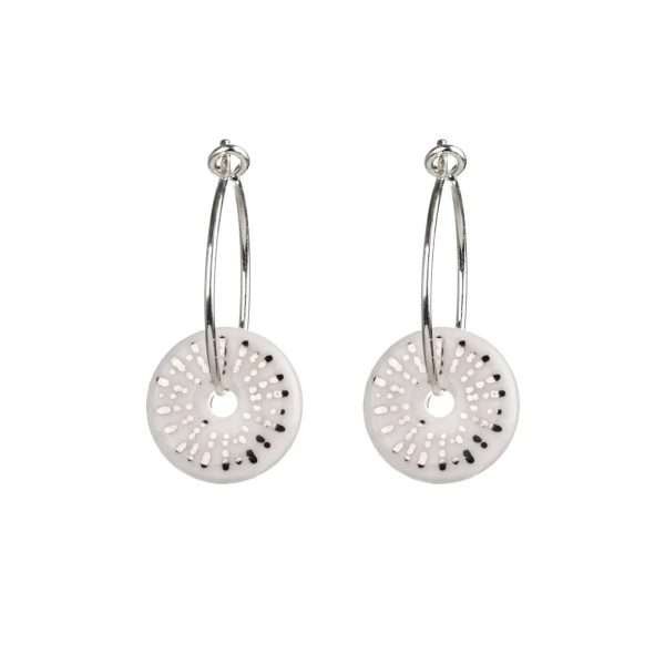 White Deco Silver Earrings