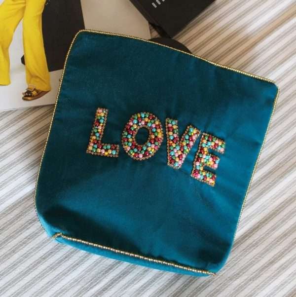 Rainbow Love Letters Velvet Make Up Bag