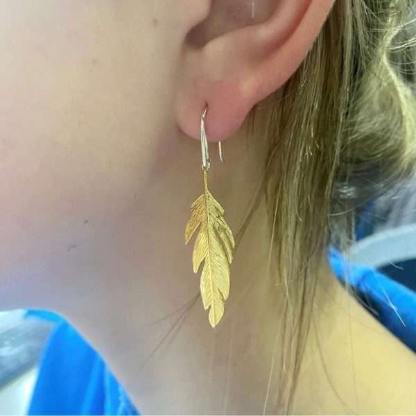 Gold Feather Earrings