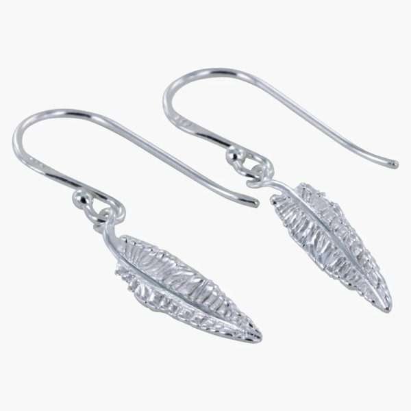 Sterling Silver Feather Drop Earrings