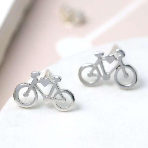 Sterling Silver Bicycle Stud Earrings
