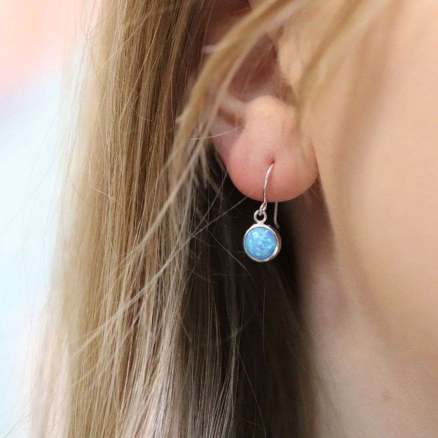 Sterling Silver Blue Opal Earrings - Image 2