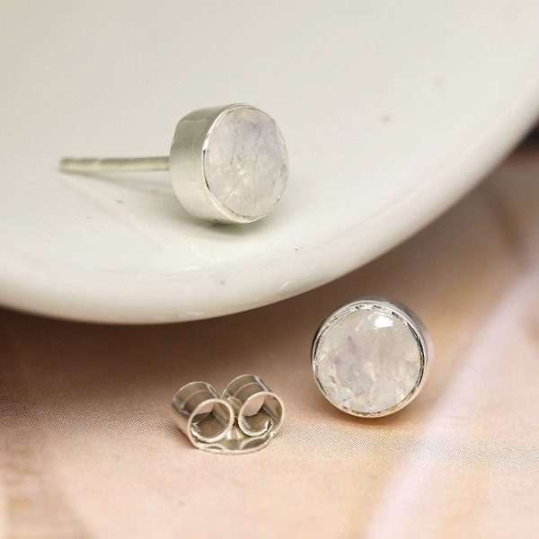 Sterling Silver Moonstone Studs