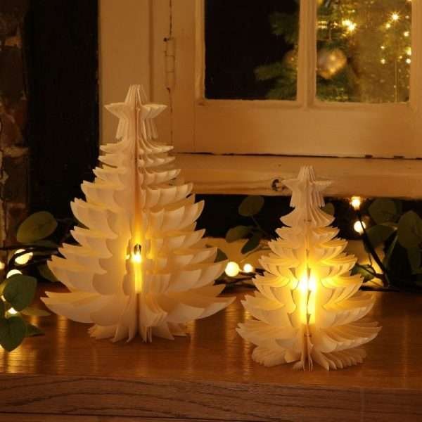 Set of 2 Light Up Paper Trees