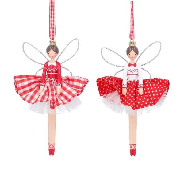 Gisela Graham Gingham Fairy Hanging Decoration