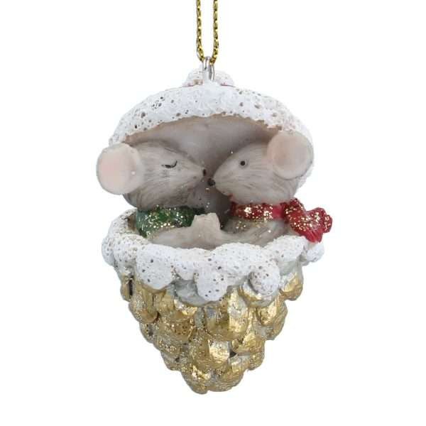 Christmas Mice in Pine Cone Decoration